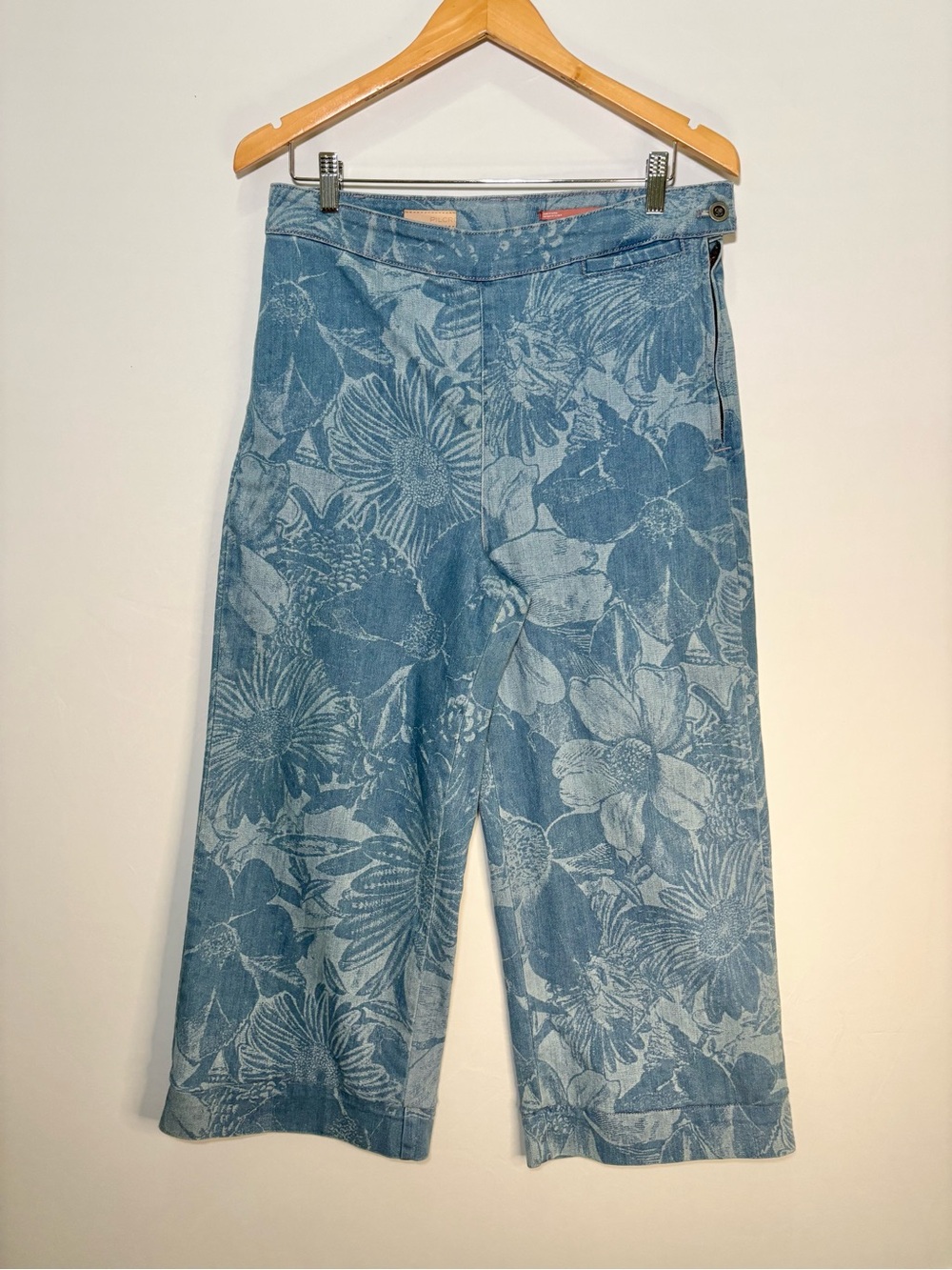 Pilcro by Anthropologie High Rise Wide Leg Floral Print Jeans Size 30 - Picture 4 of 12